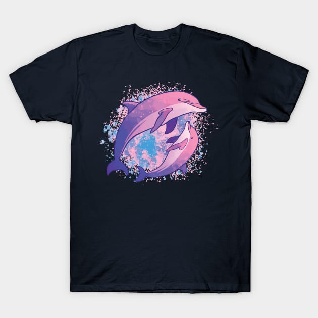 Watercolor cute dolphins design T-Shirt by Anonic
